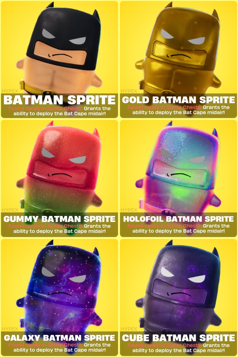 HYPEX's tweet photo. SPRITE LOCATOR HOTFIX

• Batman variants can now be found with the Lucky Locator
• Their chance with the regular Sprite Locator nearly doubled https://t.co/THTG5KAuse