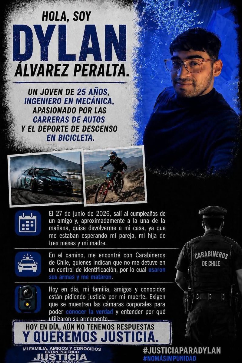 Murosyresisten's tweet photo. JUSTICIA PARA DYLAN ÁLVAREZ PERALTA
ASESINADO X LOS PACOS EL PASADO 27 DE JUNIO

ABAJO LA LEY NAIN RETAMAL https://t.co/WakSrsXkxj