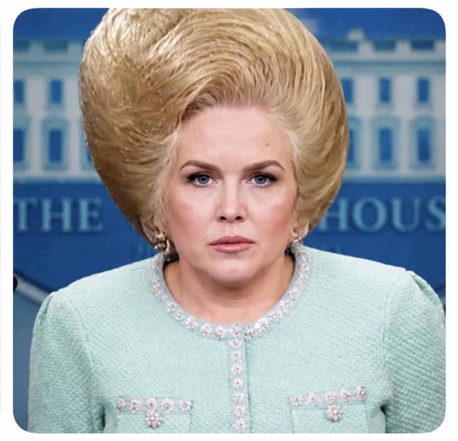 CjMfdt's tweet photo. Karolying Leavitt said that jokes about trumps hair will be referred to the DOJ. https://t.co/7lvzwDzk65