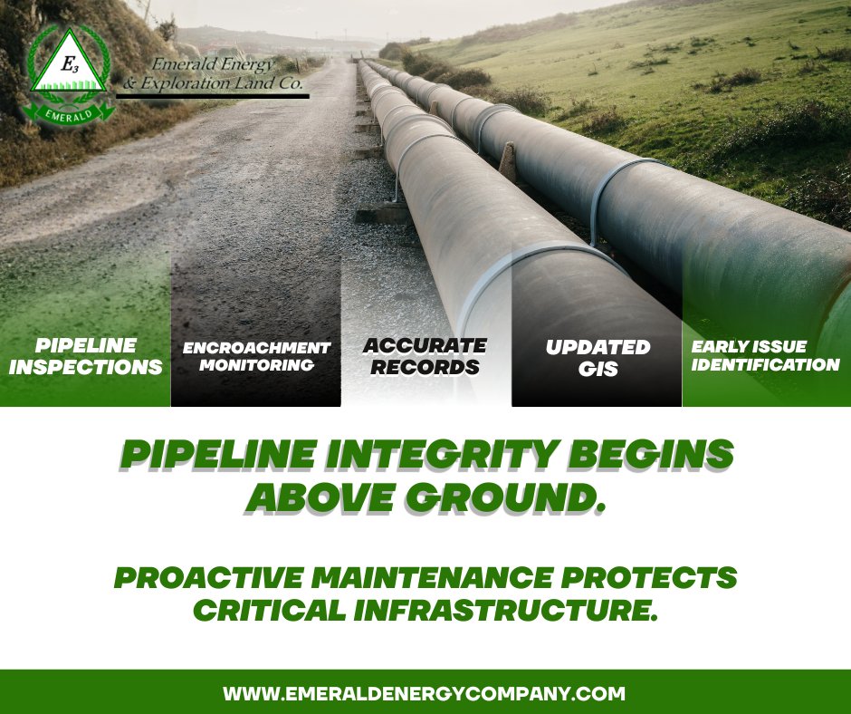E3_Emerald's tweet photo. Maintaining pipeline integrity isn't just about what's underground.

Strong integrity programs start with reliable information.

#PipelineIntegrity #PipelineSafety #RightOfWay #TechnicalServices #EmeraldEnergy #EnergyInfrastructure https://t.co/yUsY3lZLaR
