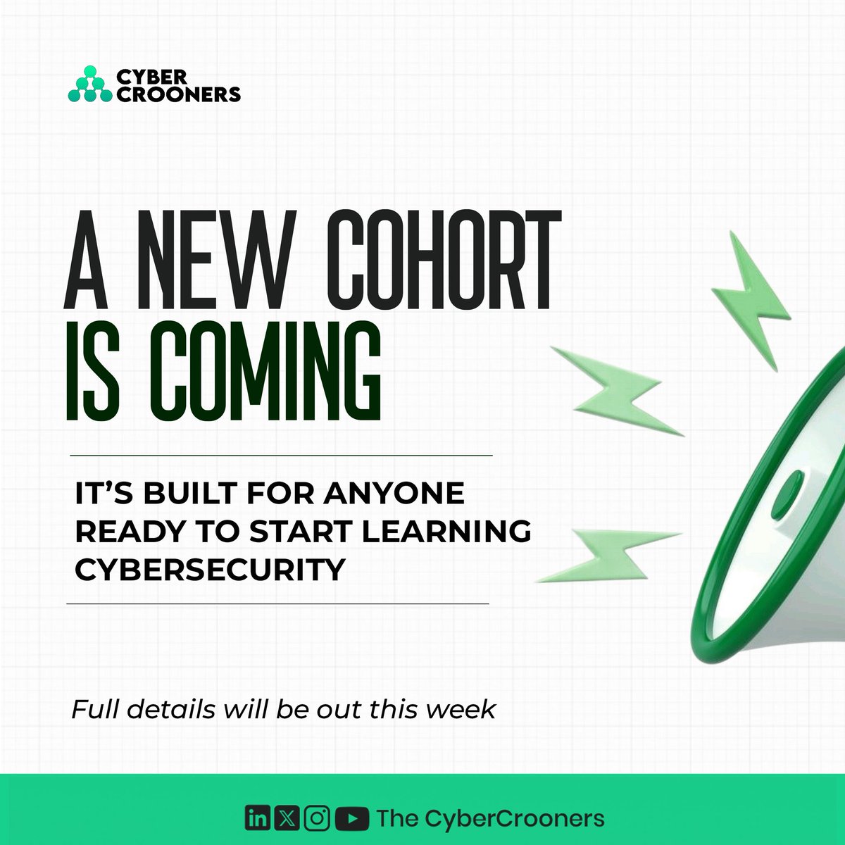 cybercrooners's tweet photo. The wait is almost over.

A new CyberCrooners cohort is coming.

If you’ve been looking for the perfect place to begin your cybersecurity journey, keep your eyes on this space.

Full details will be out this week.

Tag someone who should see this.

#CyberCrooners #Cybersecurity https://t.co/mL4s2YCkqZ
