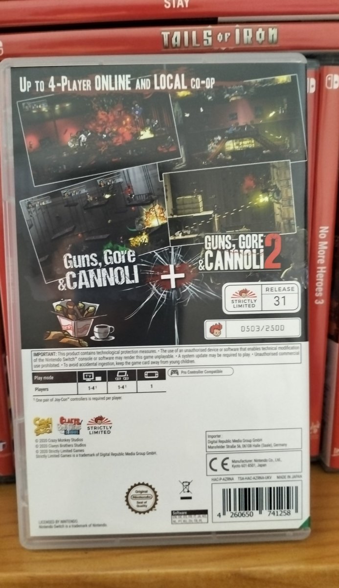 admagames's tweet photo. ¡El recopilatorio de Guns, Gore &amp; Cannoli 1&amp;2 es pura adrenalina arcade!

🔥 Acción run and gun
👥 Cooperativo brutal para 4 jugadores🎨 Arte gamberro dibujado a mano

¡Plomo y canelones! 🎮

Desarrollado por @RoguesideGames y distribuido por @RealStrictlyLTD 

#NintendoSwitch https://t.co/gQgPrJBznE