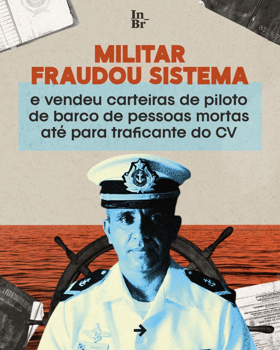 TheInterceptBr's tweet photo. O suboficial da Marinha Magno Alves de Almeida manipulou dados e vendeu habilitações de pessoas mortas para indivíduos sem qualificação para pilotar barcos, incluindo um membro do Comando Vermelho. https://t.co/1gIkfrH2wz