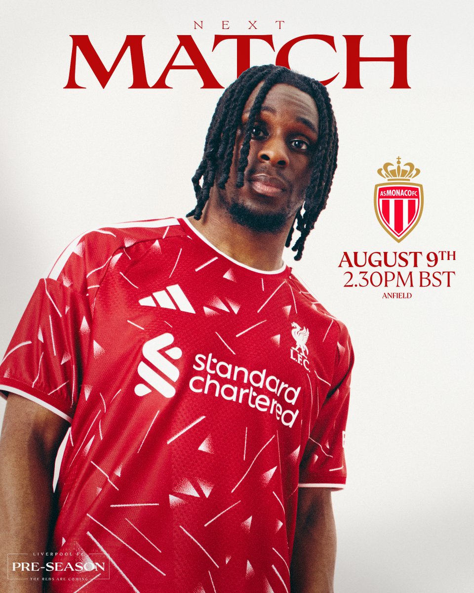 LFC's tweet photo. Up next: Back home for our pre-season match-up with Monaco 🔴 https://t.co/KUEdQ4BMhd