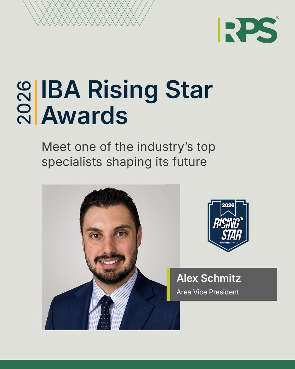 rpsins's tweet photo. Congratulations to RPS’s Alex Schmitz, named an Insurance Business America 2026 Rising Star! Your hard work and commitment earned this well-deserved recognition, and we’re proud to celebrate your success. #MyRPS #IBARisingStar #Insurance
https://t.co/lDyKpEWoyW https://t.co/xfIH9W5yCd
