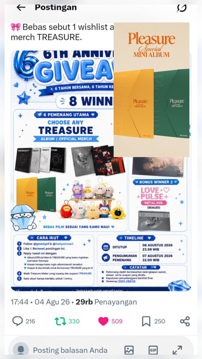 203zomrom's tweet photo. @gewdgirl Happy 6th Anniversary, 💎 Treasure! Clap! 👏
Banyak doa-doa tulus akan terkabul untuk perjalanan indah berkelanjutan ini.
Hello kak, izin ikut giveaway ya. Semua persyaratan dan detailnya aku cantumin lewat foto. Terima kasih https://t.co/ZxObt1WtPz