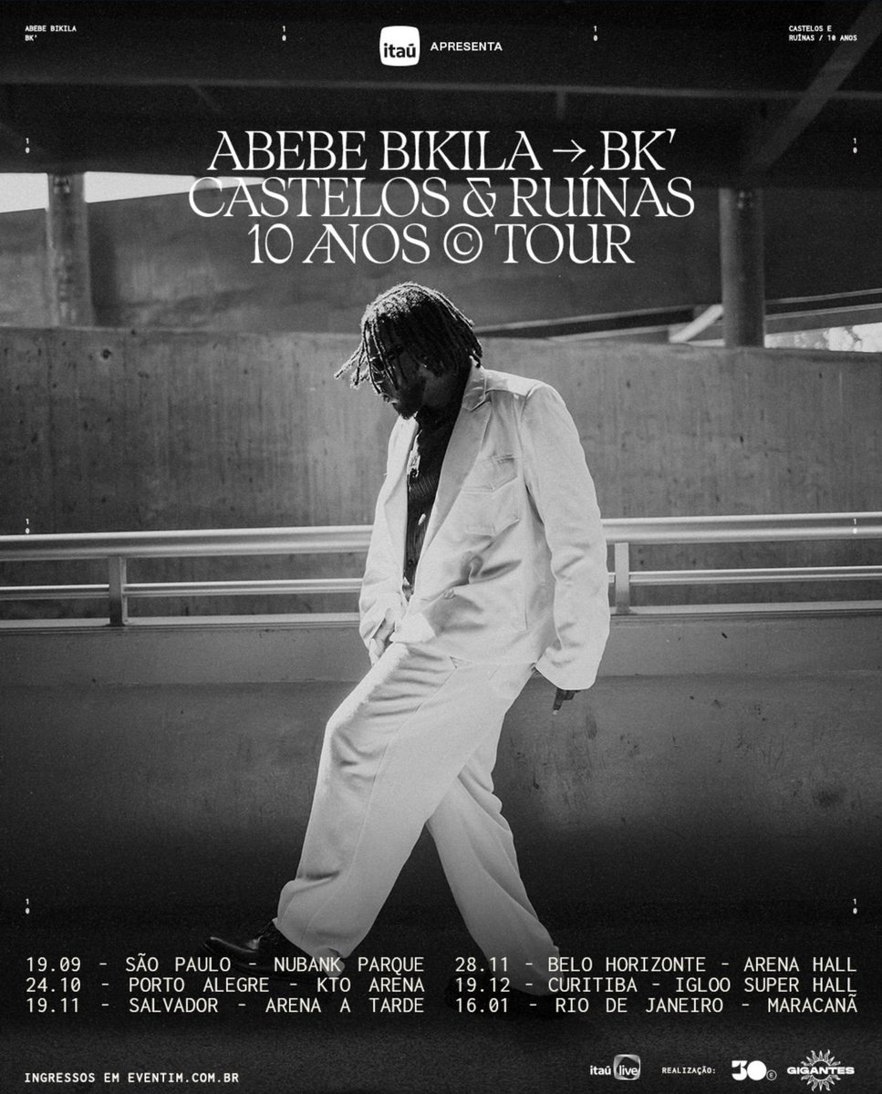 ouve_muito's tweet photo. BK

CASTELOS &amp; RUÍNAS 10 ANOS TOUR 🎟
(TURNÊ)

🚨SETEMBRO 2026 - JANEIRO 2027🚨

19/09: São Paulo
24/10: Porto Alegre
19/11: Salvador
28/11: Belo Horizonte
19/12: Curitiba
16/01 : RIO DE JANEIRO https://t.co/mjgWpGMLTV