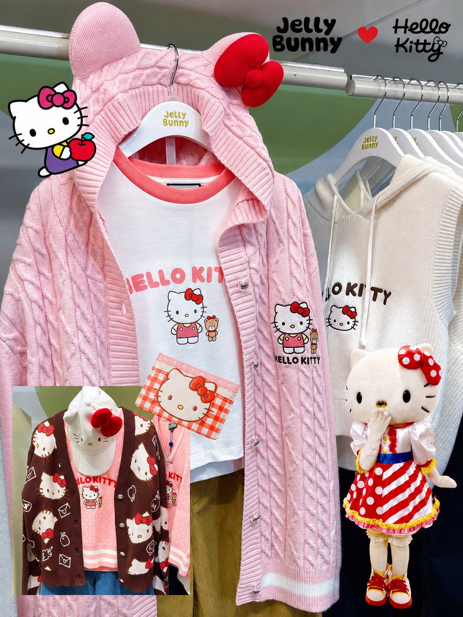 pinku_tai's tweet photo. Jelly Bunny  ซีซันใหม่ชวนกรี๊ดด เสิร์ฟความคิ้วท์แบบ เต็มพิกัด จับมือ Hello Kitty ส่งคอลเลกชันน่ารักๆ มาให้ได้ฟรินนกันอีกล๊าวว รอบนี้ชมพูชมใจสุดๆ ทั้งเสื้อผ้า กระเป๋า รองเท้ส และอีกเพียบ ต้องมาดูให้เห็นกับตาเนื้อ บอกเลยฟรินแน่นอน อเวจีมาสาขา เซ็นทรัลเวิร์ดน๊าา 🏠🍎🎀 https://t.co/L71Z8zAIC4
