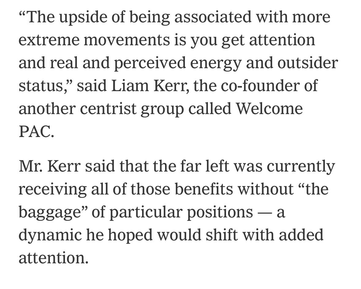 Chat_NPT's tweet photo. Imagine seeing this incredibly positive dynamic where your party is getting energy, attention and outsider status that voters are craving without any baggage and thinking, “how can we stop this?” Centrists are just Republicans at this point. https://t.co/C7QbpOFYG2