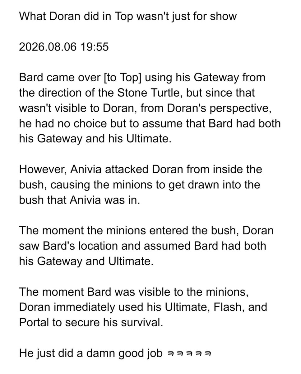 orangeprinted's tweet photo. "What Doran did in Top wasn't just for show"

Every decision was made by Doran as the game played out and he did it in miniscule seconds. https://t.co/zol88Rt2vV