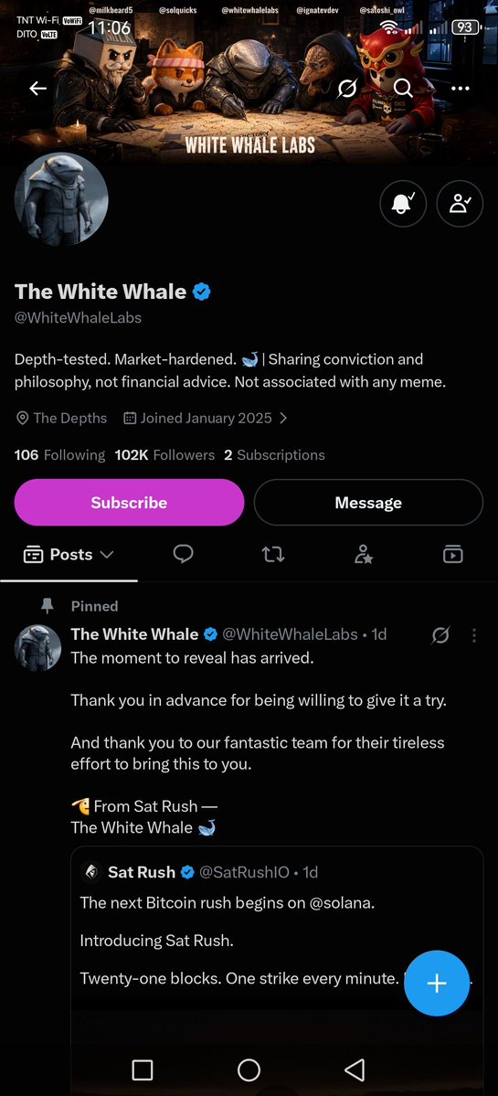 aer1stotle's tweet photo. @WhiteWhaleLabs @SatRushIO definitely not a bad idea. already followed you both and shared. manifesting to be kne of the 20 winners. 🙌🏻 🍀 https://t.co/k5xm6isocG