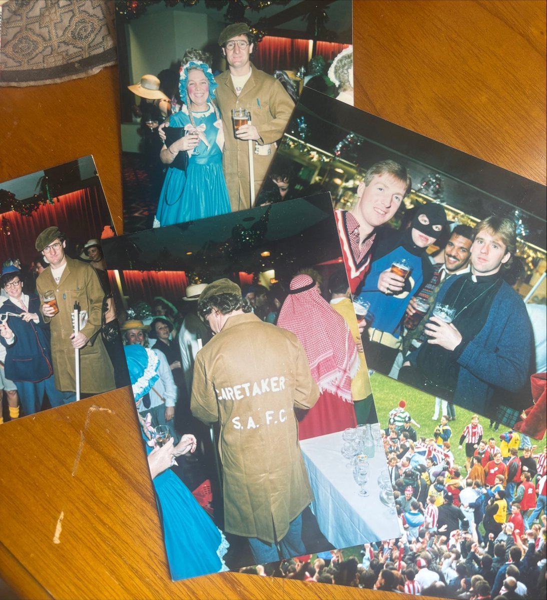 CrosbyNicky's tweet photo. One for the Sunderland fans. ❤️🤍

We were going through some old photos and found these from when the old man was caretaker manager.

Naturally, he turned up to the club Christmas fancy dress party dressed as an actual caretaker. 😂

Top-tier bants from Malc.
#sunderland https://t.co/yx4IUdDK5s