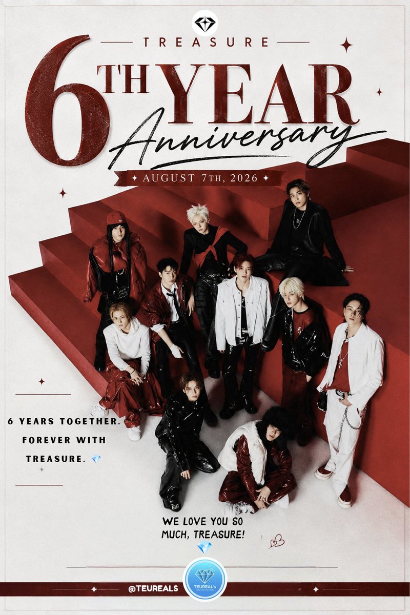 teureals's tweet photo. 🎉 Happy 6th Debut Anniversary, #TREASURE ! 💎

No matter where the journey takes us, we'll continue to walk beside you and cheer you on. Let's have many more years together, TREASURE! 💎 ♾️🩵

SIXFINITY WITH TREASURE
#TREASURE6thANNIVERSARY
#트레저와함께한6년 @treasuremembers https://t.co/dQ1SSeLlMx