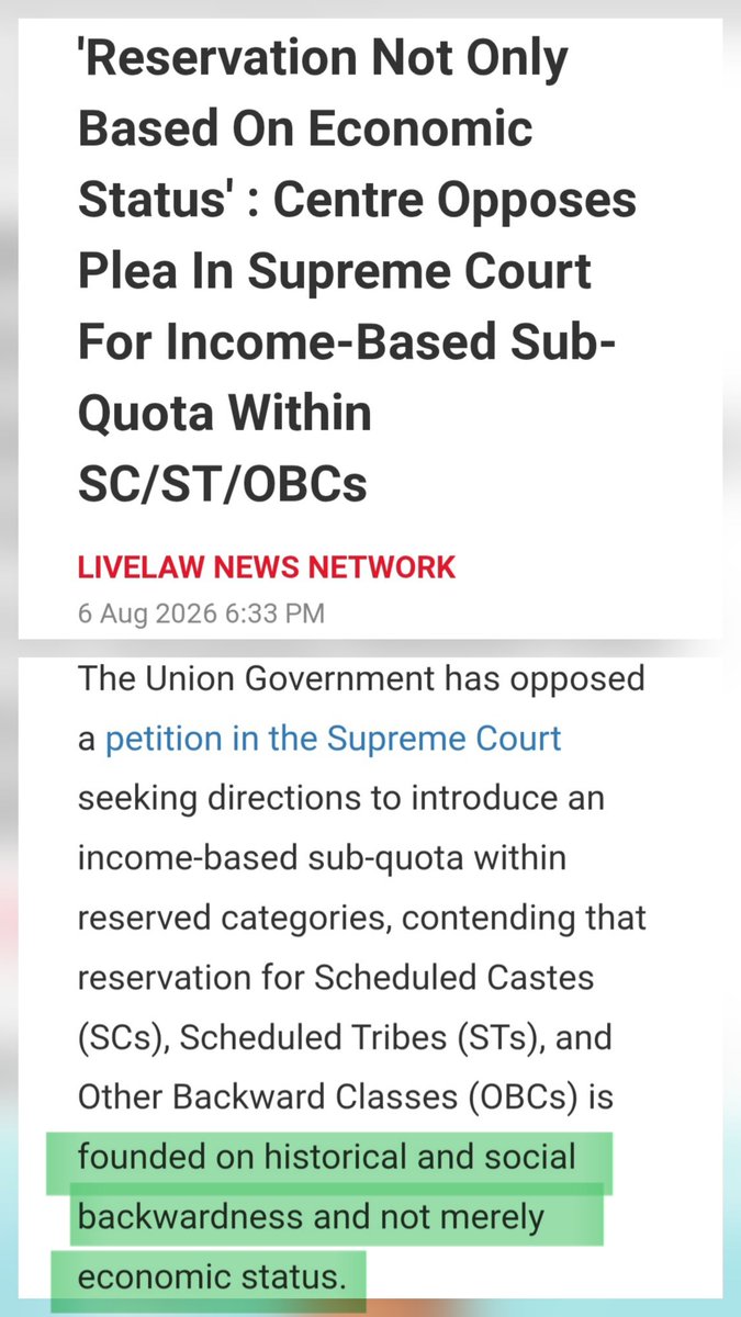neha_laldas's tweet photo. Hello @BJP4India 
1. If reservation is based on historical and social backwardness,
Then why on earth, Muslims are getting reservation?

2. If economic sub-criteria can't be applied in SC/ST/OBC reservation,
Then what on earth, is OBC-creamy layer?

Kuch bhi logic dete ho? https://t.co/GH0cV9bbUg
