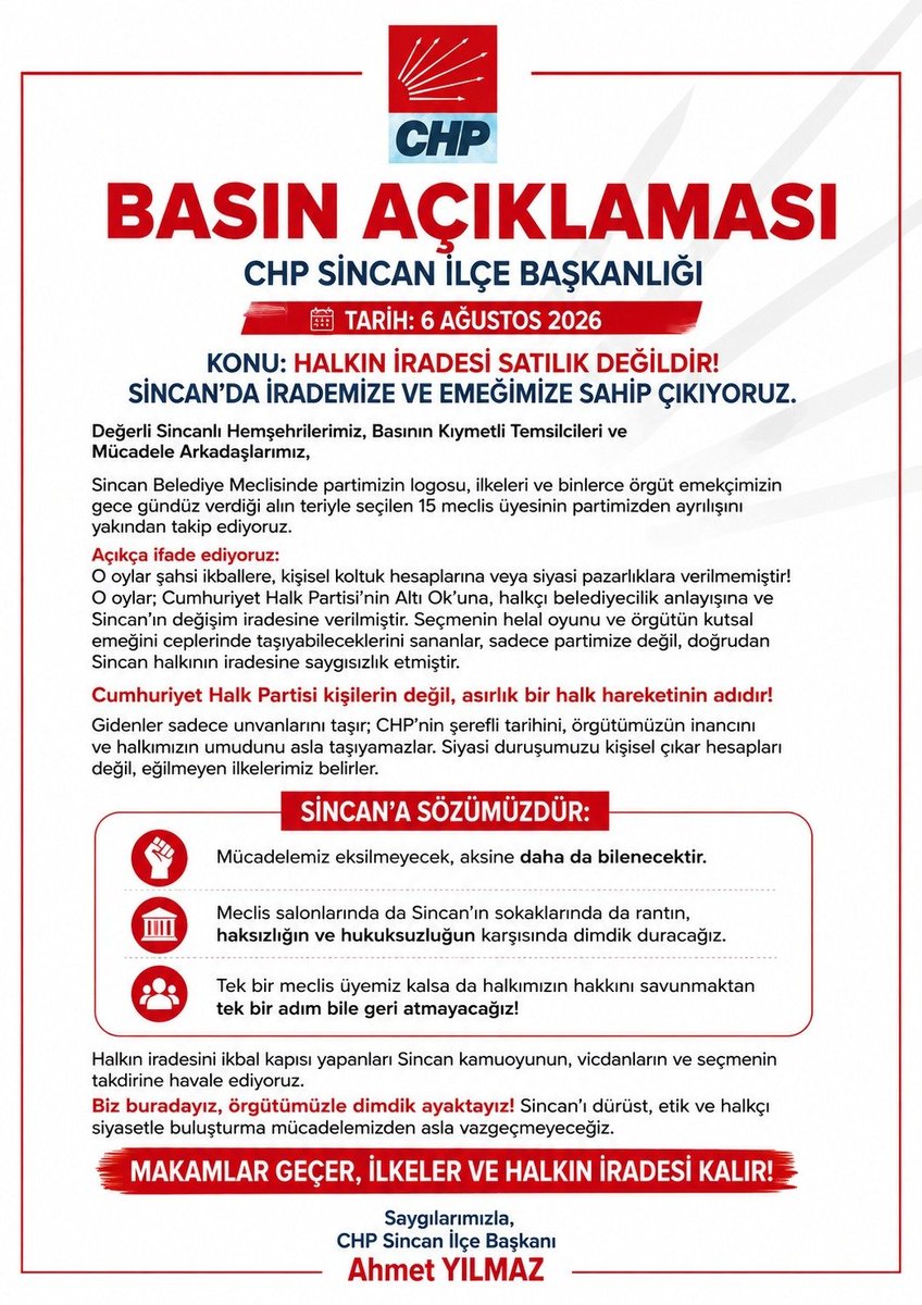 chpsincanilce's tweet photo. İlçe Başkanlığımız tarafından, gündeme ilişkin değerlendirmelerin kamuoyuyla paylaşılması amacıyla basın açıklaması gerçekleştirilmiştir. https://t.co/GDlPwCBxiu