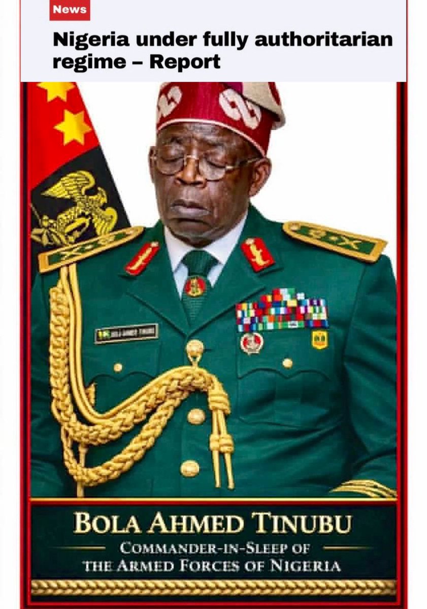 SavvyRinu's tweet photo. Breaking: The Human Rights Foundation has classified Nigeria as a fully authoritarian regime under Bola Tinubu’s APC.

They said Nigeria government should not be called democratic. This is NADECO Democrat’s result. https://t.co/nNHgTuIQTb