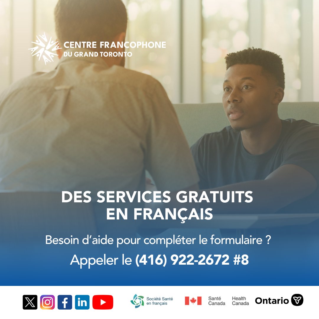 CentrefrancoT's tweet photo. 𝐕𝐨𝐮𝐬 𝐧𝐞 𝐬𝐚𝐯𝐞𝐳 𝐩𝐥𝐮𝐬 𝐚̀ 𝐪𝐮𝐢 𝐯𝐨𝐮𝐬 𝐚𝐝𝐫𝐞𝐬𝐬𝐞𝐫 𝐩𝐨𝐮𝐫 𝐨𝐛𝐭𝐞𝐧𝐢𝐫 𝐝𝐞 𝐥’𝐚𝐢𝐝𝐞 𝐞𝐧 𝐟𝐫𝐚𝐧𝐜̧𝐚𝐢𝐬 ?
Trouver des services, remplir des formulaires ou savoir à qui parler peut rapidement devenir stressant — surtout lorsqu’on cherche de l’aide en français.

Au @CentrefrancoT, nous facilitons l’accès à des services gratuits en français pour vous accompagner plus rapidement selon votre situation.

Parce qu’obtenir de l’aide ne devrait pas être un obstacle de plus.

👉 Accédez dès aujourd’hui à nos services :
https://t.co/Hj0mZLBnmE
----------
#AccueilCentralisé #ServicesEnFrançais #Accompagnement #Accessibilité #Toronto #CommunautéFrancophone #CFGT