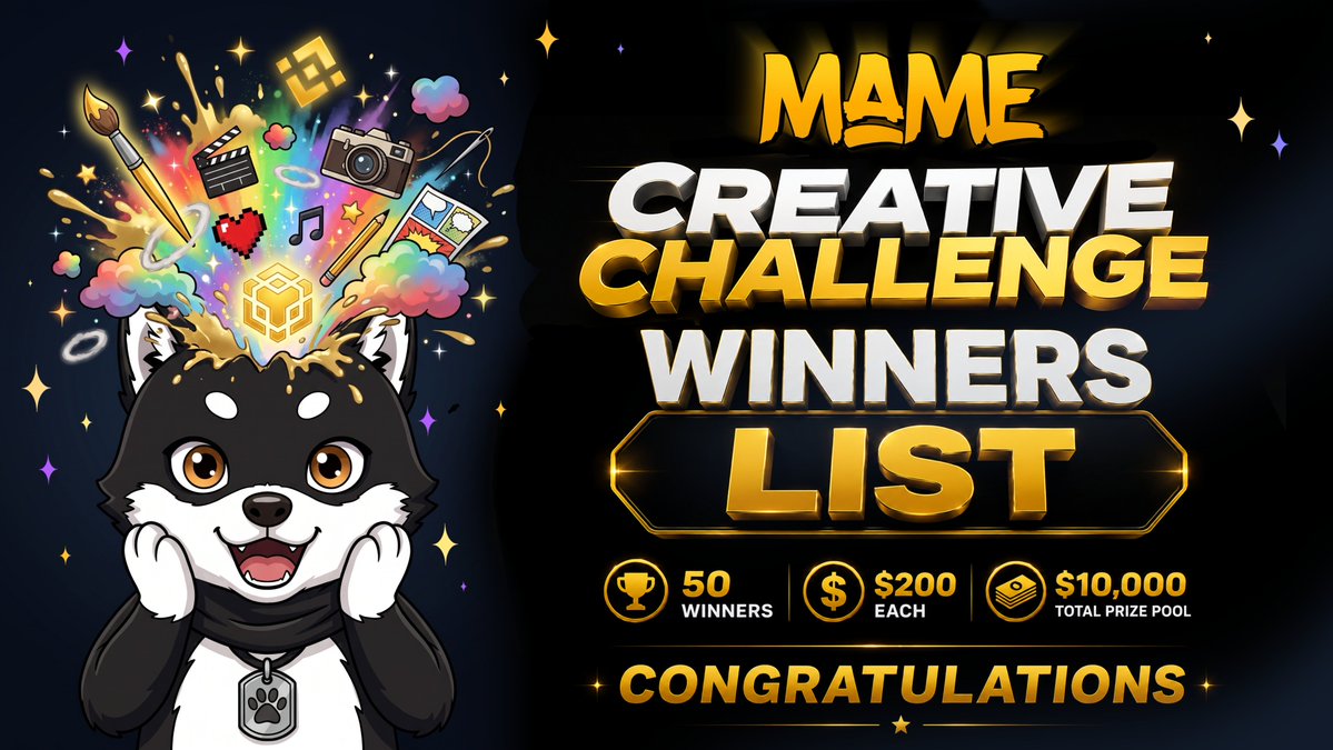 mamebnb's tweet photo. 🏆 The MAME Creative Challenge  winners are here!

First of all, thank you to every single participant. 
The creativity, passion, and effort this community has shown have been truly incredible. 

Choosing just 50 winners was much harder than we expected.

📄 Winners list:
https://t.co/SbhheEB5LM

If you're one of the winners, 
please reply to this tweet within 24 hours with: 
• Your BNB Chain wallet address 
• Your preferred reward: $USDT or mame-inu:native 

Thank you for being part of our journey and helping make the Save Meme Culture movement something truly special. 

This is only the beginning🖤