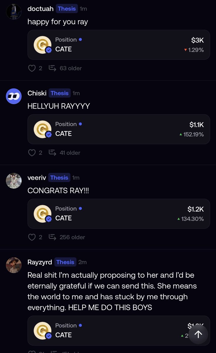 PoorGoat_'s tweet photo. If you ever get bored there’s a full community chatting on the @fomo $CATE feed. LETS GET IT RAY!! https://t.co/3v1wG1oC5L