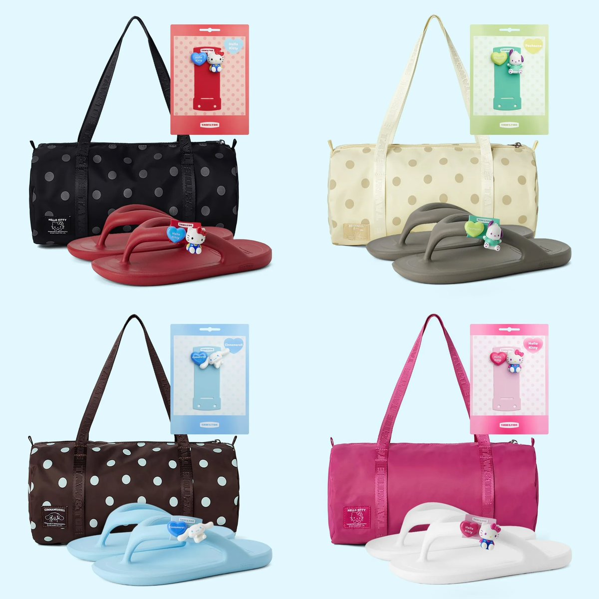 spingxx's tweet photo. taw &amp; toe x sanrio character 🐈‍⬛🪽🎀 on sale 30%ใน set นี้จะได้ zerovity flat + silicone tag + duffel bag บอกเลยว่าคุ้มมากก ๆ 2,150฿ รวมส่งกลับแอร์ + free ems ˊo̴̶̷̤  ̫ o̴̶̷̤ˋ https://t.co/Z2cwM9EtKa