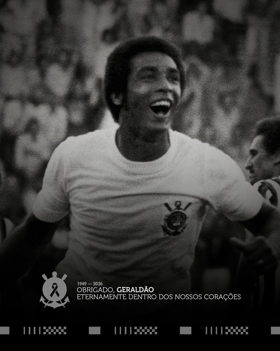 Corinthians's tweet photo. O Sport Club Corinthians Paulista informa, com imenso pesar, o falecimento de Geraldão, ex-atacante do Corinthians.

Nascido em 25 de julho de 1949, na cidade de Álvares Machado, próxima a Presidente Prudente-SP, Geraldão começou a chamar a atenção vestindo a camisa do Botafogo de Ribeirão Preto, onde atuou ao lado de Sócrates.

Mais tarde, em 1975, veio atuar pelo Timão, se consagrando artilheiro do Corinthians na campanha do histórico título do Campeonato Paulista de 1977. Geraldão defendeu e honrou o manto alvinegro em 280 partidas, marcando 91 gols.

Além da conquista do Campeonato Paulista de 1977, também sagrou-se bicampeão paulista pelo Corinthians ao levantar a taça novamente em 1979. Geraldão também esteve presente pelo Coringão em um dos momentos mais marcantes da história do Clube, a Invasão da Fiel ao Maracanã, em 1976, na disputa da semifinal do Campeonato Brasileiro daquele ano. 

O Sport Club Corinthians Paulista manifesta solidariedade aos familiares e amigos neste momento de dor. 

Eternamente dentro dos nossos corações.