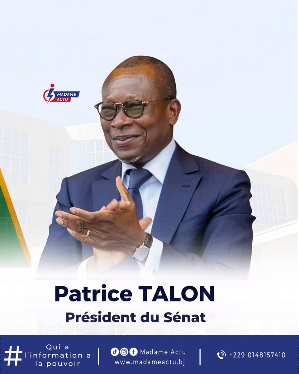 MmeActu's tweet photo. 🇧🇯🇧🇯 𝗖𝗼𝗺𝗽𝗼𝘀𝗶𝘁𝗶𝗼𝗻 𝗼𝗳𝗳𝗶𝗰𝗶𝗲𝗹𝗹𝗲 𝗱𝘂 𝗯𝘂𝗿𝗲𝗮𝘂 𝗱𝗲 𝗹𝗮  𝗽𝗿𝗲𝗺𝗶𝗲̀𝗿𝗲 𝗺𝗮𝗻𝗱𝗮𝘁𝘂𝗿𝗲 𝗱𝘂 𝗦𝗲́𝗻𝗮𝘁 (𝟮𝟬𝟮𝟲-𝟮𝟬𝟯𝟭)
𝗣𝗿𝗲́𝘀𝗶𝗱𝗲𝗻𝘁 : 𝗣𝗮𝘁𝗿𝗶𝗰𝗲 𝗧𝗮𝗹𝗼𝗻 
𝗩𝗶𝗰𝗲-𝗽𝗿𝗲́𝘀𝗶𝗱𝗲𝗻𝘁 : 𝗟𝗼𝘂𝗶𝘀 𝗩𝗹𝗮𝘃𝗼𝗻𝗼𝘂 https://t.co/FTKrANlbpX
