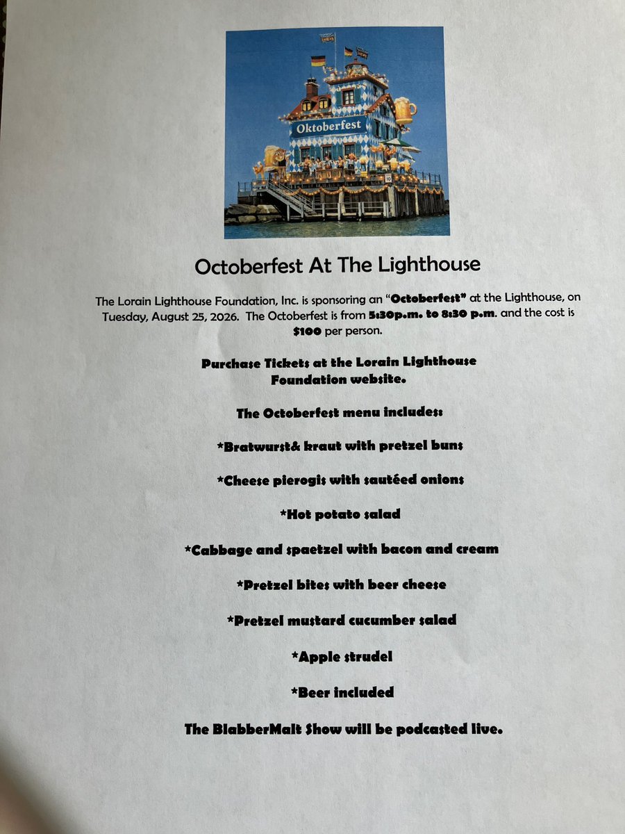 LorainLHouse's tweet photo. Come join us for Oktoberfest at the Jewel of the Port!!!! #lorainlighthouse #jeweloftheport #lorainohio #lakeerie #oktoberfest https://t.co/CJLnxMF0gs