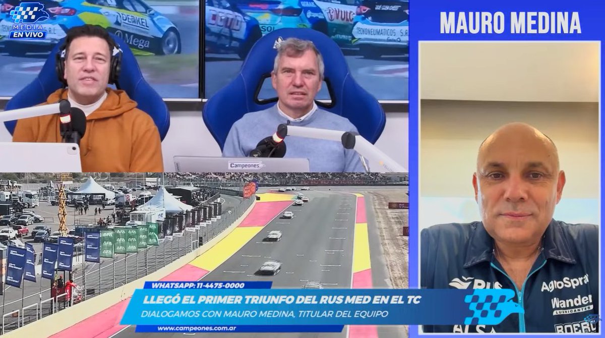 Campeonesnet's tweet photo. 🎙️ En #Campeones hablamos con @mauromedina74, tras la primera victoria del @RusMedTeam en el Turismo Carretera.

Miranos en #CampeonesMedia 👉 https://t.co/ZwANADO6zd https://t.co/9K4eAf8PwS