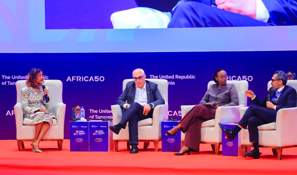 RwandaFinance's tweet photo. Minister @tesirusagara is in Dar-es-Salaam, Tanzania, for the Africa50 Shareholders’ General Meeting. She also took part in the Infra for Africa Forum, where she joined a high-level roundtable on unlocking infrastructure value through asset recycling and contributed to a session on building Africa’s future workforce.