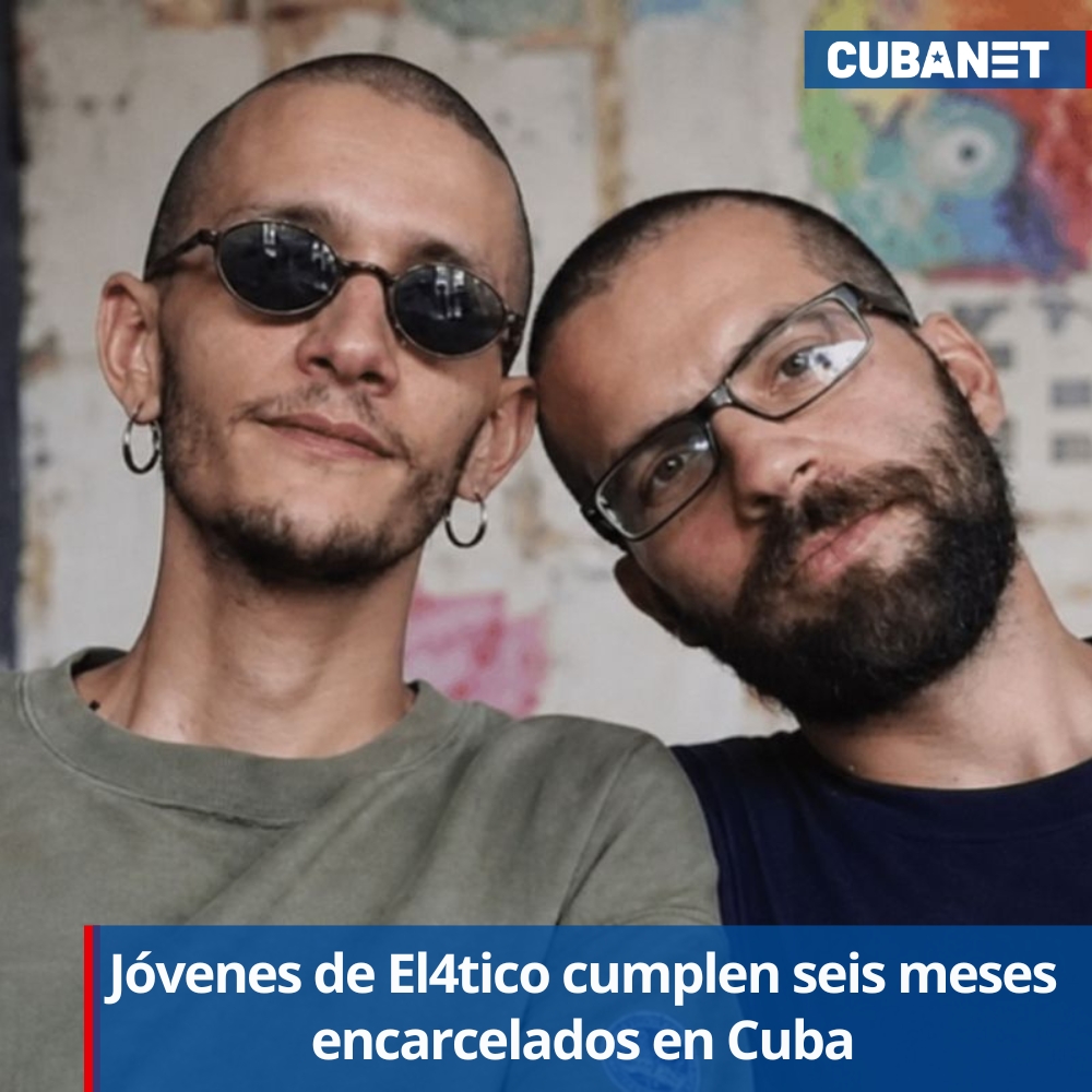 CubanetNoticias's tweet photo. 🚨 Jóvenes de El4tico cumplen seis meses encarcelados por documentar la realidad de Cuba

Este 6 de agosto se cumplen seis meses desde que Ernesto Ricardo Medina y Kamil Zayas Pérez, integrantes del proyecto independiente El4tico, fueron detenidos en Holguín durante un operativo de la Seguridad del Estado.

El 6 de febrero, agentes irrumpieron en la vivienda donde se encontraban y confiscaron computadoras, teléfonos, cámaras y otros equipos utilizados para documentar su trabajo. Desde entonces, ambos permanecen privados de libertad sin haber regresado junto a sus familias.

La fecha ha estado marcada por mensajes de dolor de sus seres queridos.

Mileydi Machín, madre de uno de los jóvenes, lamentó que su hijo lleve "seis largos meses" encarcelado y responsabilizó al régimen por seguir separando y destruyendo familias cubanas.

Por su parte, Doris Santiesteban, esposa de Ernesto Ricardo y madre de su hija pequeña, resumió la ausencia con una frase que conmueve "Ya han pasado seis meses y nada. Te necesitamos, papá".

Seis meses después de aquel operativo, Ernesto y Kamil continúan tras las rejas por formar parte de un proyecto independiente que mostraba la realidad cotidiana de Cuba desde una mirada ajena al discurso oficial.