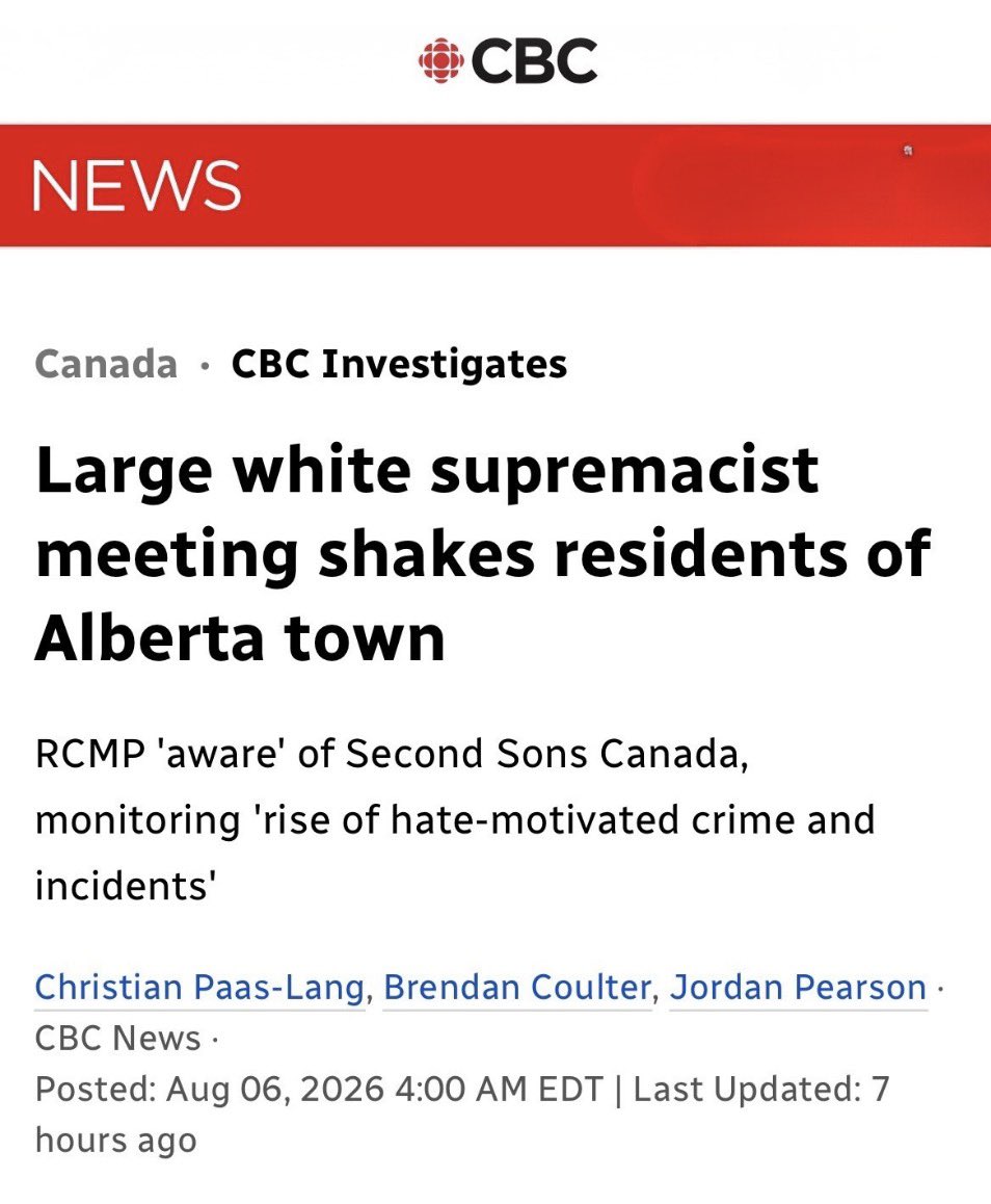 DShepYEG's tweet photo. Canada's most prominent white supremacist group just held its 2nd annual national meeting right here in Alberta. 

RCMP have rightly been tracking. 

Will Public Safety Min. Mike Ellis condemn this as quickly &amp; loudly as he did police asking the public to report hate? #ableg https://t.co/DW677tpobw