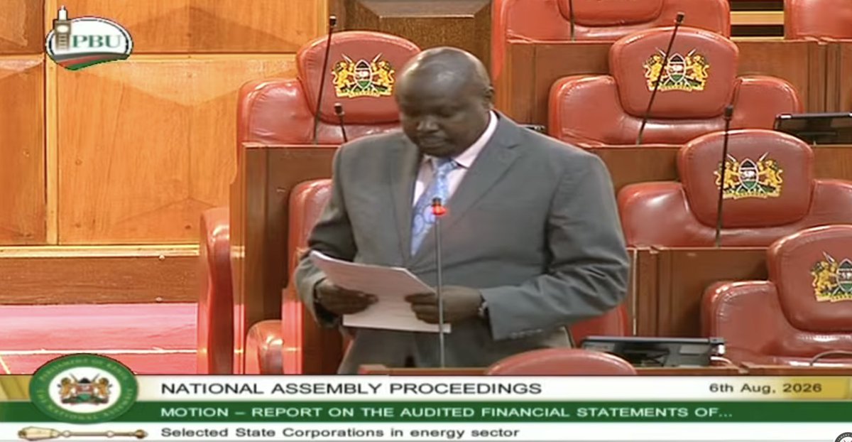 MzalendoWatch's tweet photo. Hon. David Pkosing moves a motion on the adoption of  the Fourth Report of the Public Investments Committee on Commercial Affairs and Energy on its examination of audited financial statements of selected State corporations in the energy sector.

#BungeLiveNA. https://t.co/eZAxrRXxka