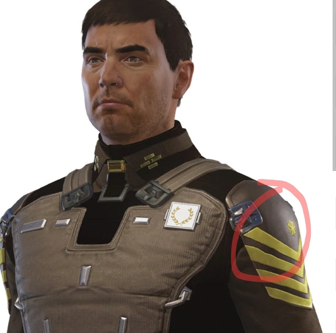 jks7117's tweet photo. @Halo Please consider changing Keyes' rank insignia on his epaulettes! He has Hood's insignia rather than the Oakleaf captain's like Cutter and Lasky have. https://t.co/Rr1WBICBZU