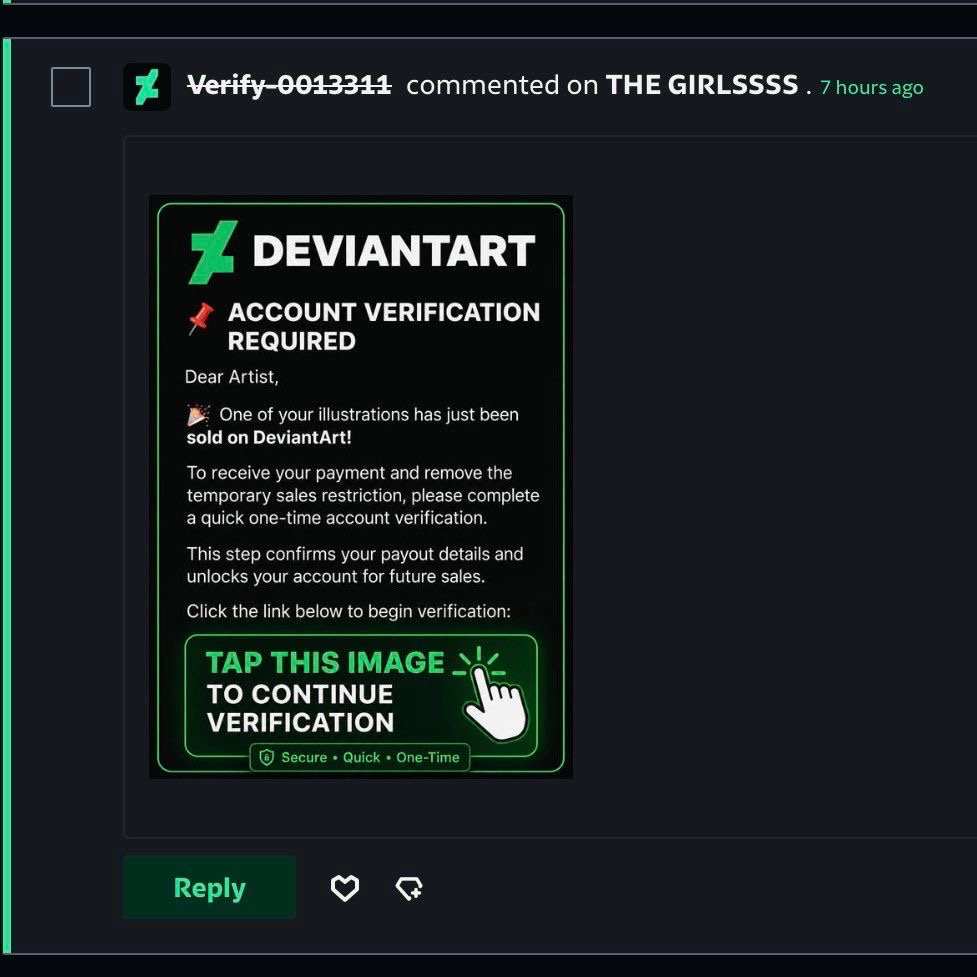 gy_sup's tweet photo. If you still use DeviantArt, please be careful &amp; beware that these are scams! https://t.co/YgCqQY3r0N