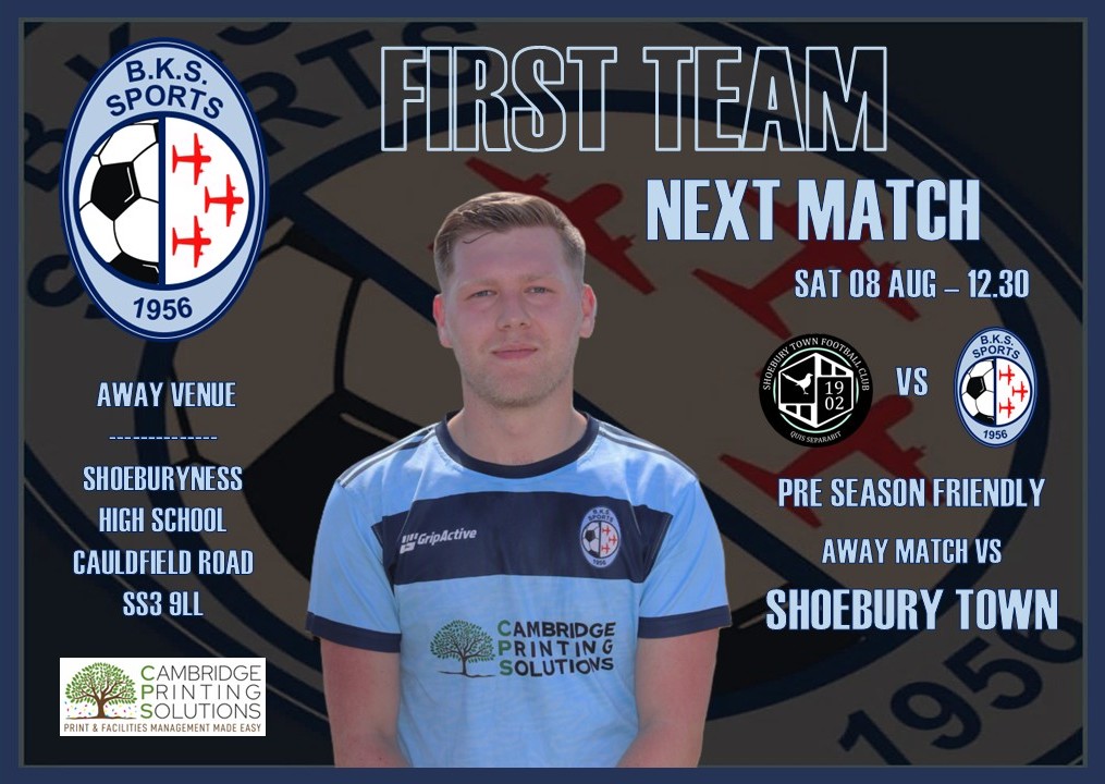 bkssportsfc's tweet photo. FIXTURES.
Pre-Season preparations are now well under way, and we have three more games this weekend.

Our First Team start us off on Saturday with a 12.30 kick off away to @ShoeburyTownFC  Good luck everyone. https://t.co/CL44UvhpuD