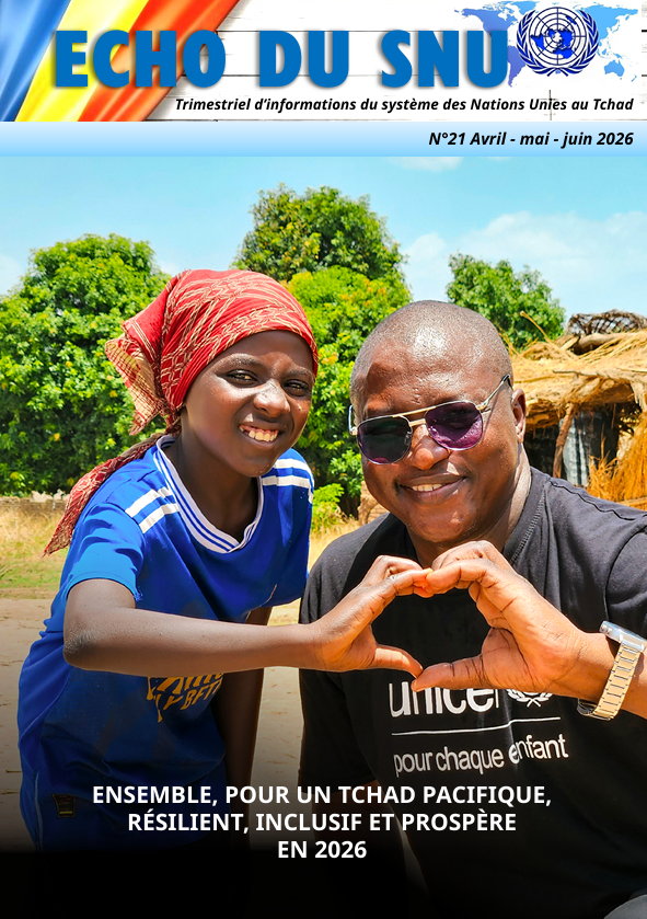 OnuTchad's tweet photo. Chers #Partenaires et #Bailleurs
📘 Le Bulletin Echo SNU Tchad N°21 est disponible !
Découvrez les temps forts des activités @OnuTchad en appui au Gouvernement pour la période avril-mai-juin 2026.
Voici le lien :  https://t.co/okkENRa41R https://t.co/PPuziRjWuL