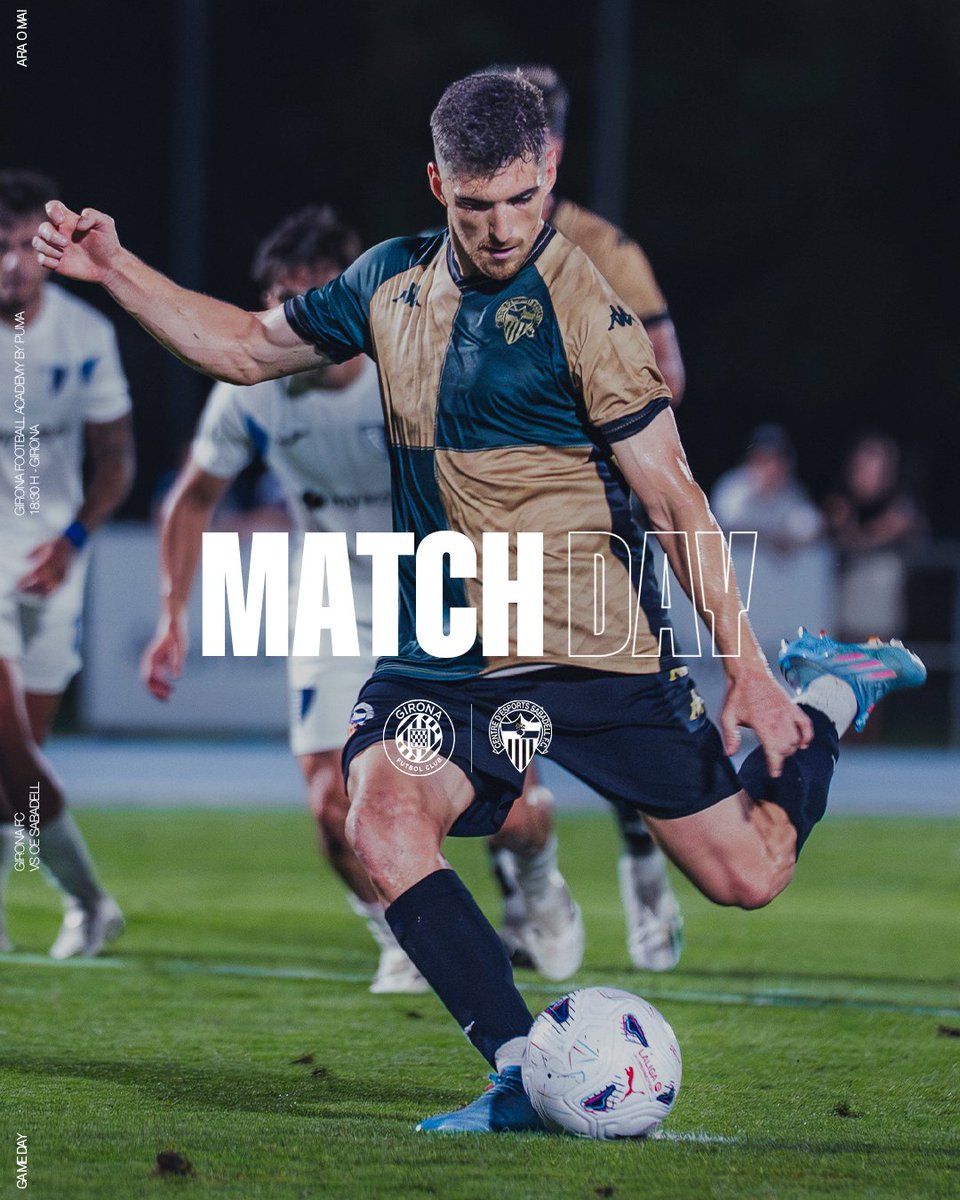 CESabadell's tweet photo. 𝘿𝙄𝘼 𝘿𝙀 𝙍𝙀𝙋𝙏𝙀 𝘼 𝙂𝙄𝙍𝙊𝙉𝘼

🆚 @GironaFC

🏟️ Girona Football Academy by PUMA
⌚ 18:30h
📲 Minut a minut @CESabadell
📺 @esport3

#GironaSabadell https://t.co/MNMLh3kQsf