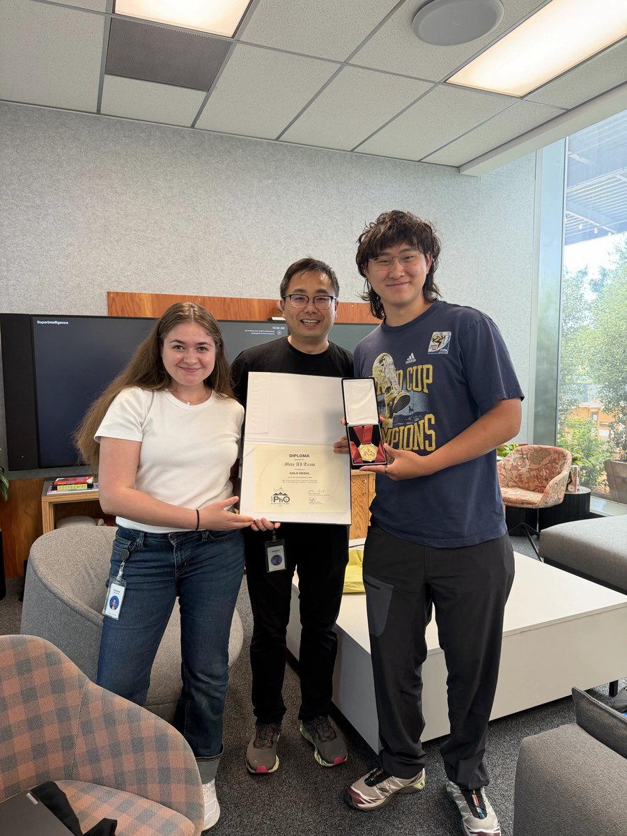 shuchaobi's tweet photo. To understand whether we're making genuine progress on reasoning, we entered our AI models in five international STEM Olympiad competitions this year.

The results:
🏅 Asian Physics Olympiad (APhO): Perfect score on the theory exam — gold medal
🏅 International Physics Olympiad (IPhO): Perfect score on the theory exam — gold medal
🥇 International Mathematical Olympiad (IMO): Gold medal, top 4% of human participants
🥇 International Chemistry Olympiad (IChO): Gold-medal level performance
🥇 Romanian Masters of Mathematics (RMM): Gold-medal level performance

Three of these (APhO, IPhO, IMO) were live competitions and our solutions were submitted under real competition conditions and graded by the official judges using the same marking criteria applied to student contestants.

A few things about the approach:
• Models were internally trained versions from the Muse Spark family
• Zero tool use: no search, no code interpreter, no calculator
• Multi-agent orchestration with parallel reasoning

We are excited about where this reasoning capability goes next; frontier research level across scientific domains and personal superintelligence.

Super grateful to the organizing committees of APhO, IPhO, and IMO for supporting our live participation. We have deep respect for the contestants and organizers behind these competitions. 🙏

And proud of the MSL team that pulled this together!