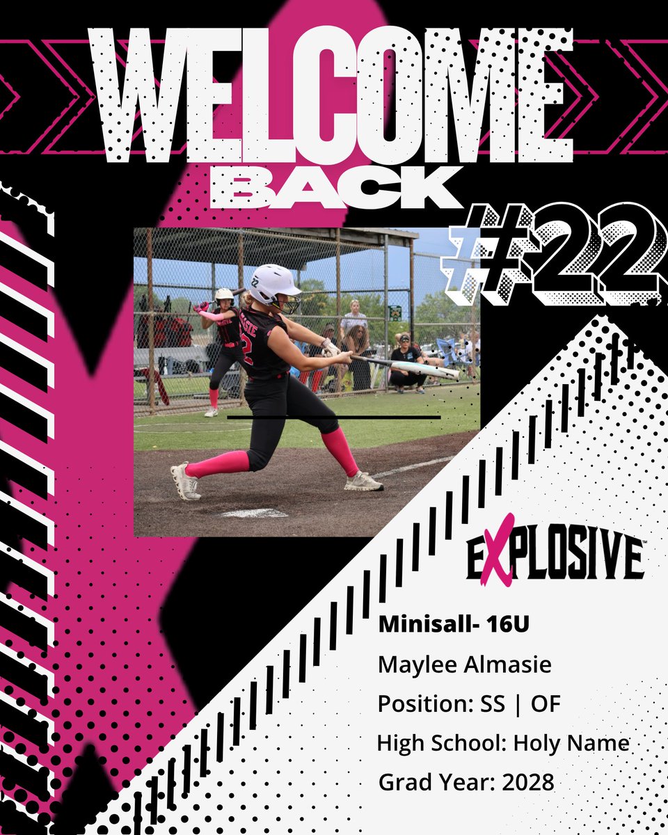 ExplosiveSB's tweet photo. Welcome Back @mayleealmasie22 Maylee brings heart, hustle, and effort to every aspect of the game.  Looking forward to another season together! https://t.co/HvnWhJ1rOg