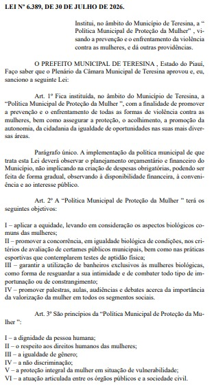 odavifernandes's tweet photo. Aqui está a bizarrice da Lei 6.389/2026 que, mesmo sancionada pela Prefeitura de Teresina, não está obrigando estabelecimentos a seguir sobre uso de banheiros por mulheres trans. Não têm punições. Se repetirem o que a Simplifit fez e resolverem seguir, é por transfobia mesmo! https://t.co/KOmPahjtEg