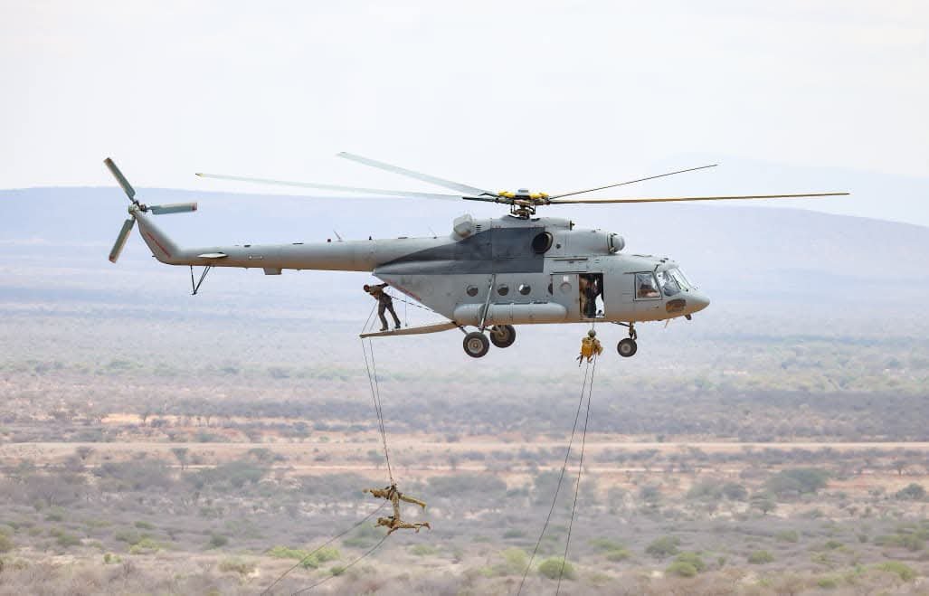 Truepastoralist's tweet photo. The 11th Special Operations Group (SOG) graduation ceremony at Kamanga Training Camp in Samburu County.

Congratulations to the National Intelligence Service on the graduation of 122 Special Operations Group officers.
 
Wishing them success as they serve and safeguard our nation. https://t.co/jvjdkdYQsr