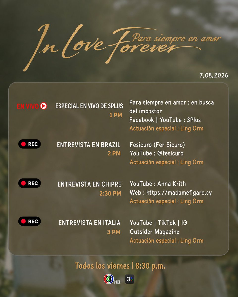 LingOrmLatam's tweet photo. Bueno gente, para LATAM, tenemos buen contenido hoy apartir de las 12AM, 1 evento en vivo y 3 entrevistas pre-grabadas, de diferentes lugares, la internalización nos llama, recuerden darle mucho amor a todo el contenido y full apoyo!! 

#วาดฝันวันวิวาห์ 
#InLoveForeverTheSeries 
#LingOrm #หลิงออม