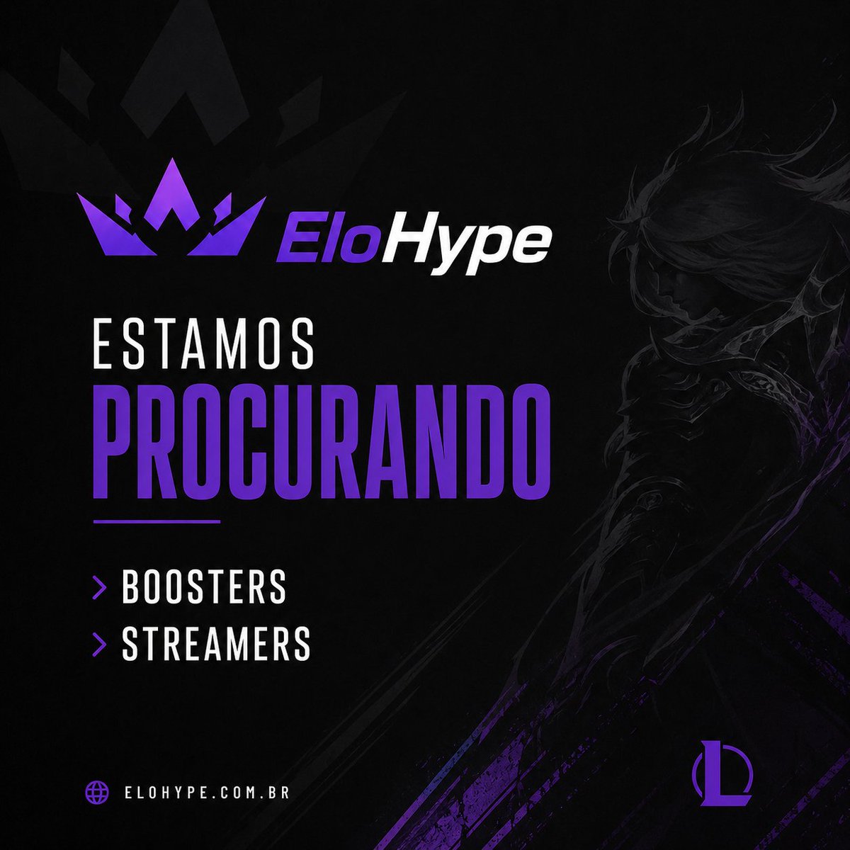 elohypebrasil's tweet photo. 🚀 Estamos procurando novos talentos para a EloHype!

Se você é Booster ou Streamer e quer fazer parte de uma equipe séria, organizada e focada em qualidade, queremos conhecer você.

💜 Ambiente profissional
🎮 Trabalho com flexibilidade

Link para inscrição abaixo., https://t.co/uFfZTlpO0h