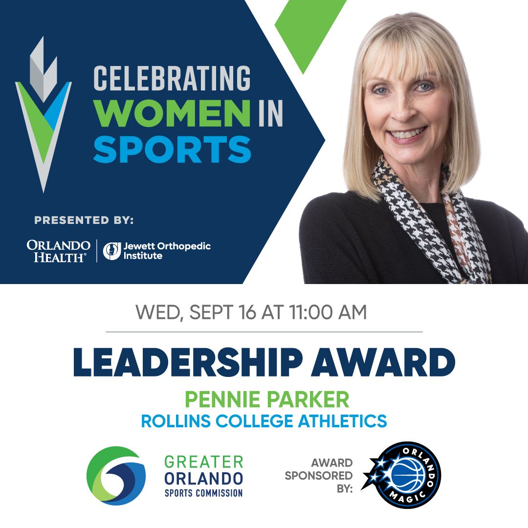 GreaterORLSport's tweet photo. Congratulations to Pennie Parker, recipient of the 2026 Celebrating Women in Sports Leadership Award!  

Read the full press release here: https://t.co/r8j3gantrx 

@rollinscollege @OrlandoMagic @JewettOrtho https://t.co/kb1ZtExeoi