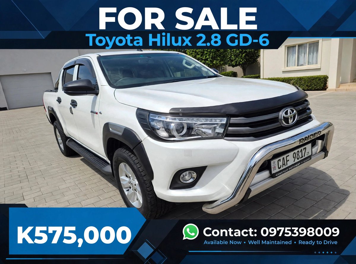 youngdock_31418's tweet photo. Hilux for sale 
Year of make 2017
Manual 4x4 
2.4cc Fuel
Price k575,000.00
Location lusaka town 

Call 0975398009
Call 0966449562 https://t.co/GCmE0HKRTR