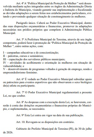 odavifernandes's tweet photo. Aqui está a bizarrice da Lei 6.389/2026 que, mesmo sancionada pela Prefeitura de Teresina, não está obrigando estabelecimentos a seguir sobre uso de banheiros por mulheres trans. Não têm punições. Se repetirem o que a Simplifit fez e resolverem seguir, é por transfobia mesmo! https://t.co/KOmPahjtEg