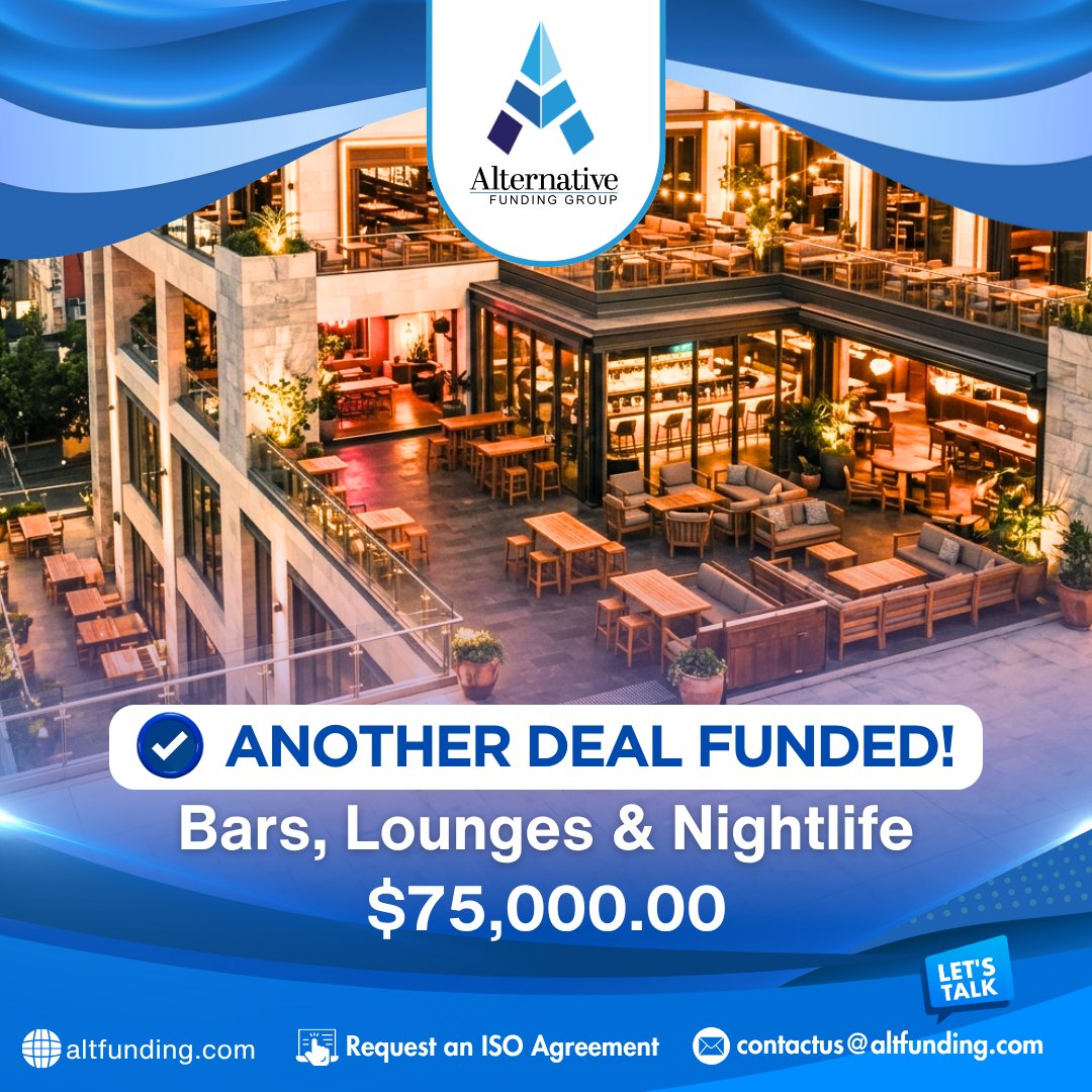 ALTFundingGroup's tweet photo. 🚀 $75,000 Funded | Bars, Lounges & Nightlife

Running out of inventory on your busiest nights can mean missed revenue and disappointed customers.

This $75,000 in Business Funding gave a bar and nightlife business the Working Capital needed to purchase inventory, cover payroll, manage operating expenses, and prepare for peak weekends with confidence.

As a Direct Business Funder, we provide fast approvals and in-house funding decisions, helping business owners access capital when timing matters most.

Ready to grow your business? Apply today and check the link in our bio to get started.

#alternativefundinggroup
#BusinessFunding
#WorkingCapital
#HospitalityFunding
#BarsAndNightlife
