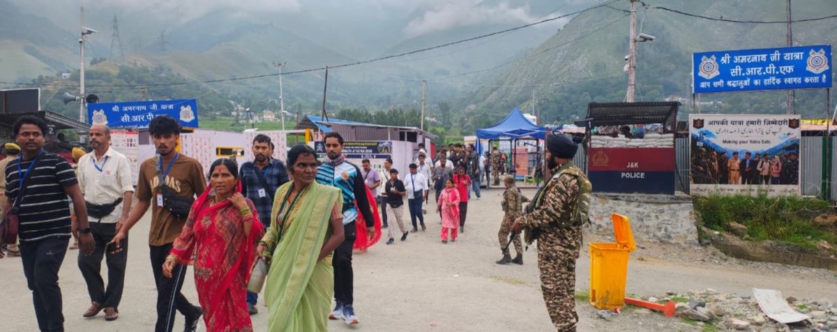 crpfindia's tweet photo. Braving rain, adverse weather and challenging terrain, #CRPF personnel along with other SFs remain on round-the-clock duty to secure the Shri Amarnath Yatra. Equipped with modern security gadgets, metal detectors & multi-layered security measures, the Force ensures thorough screening and constant vigilance, while providing assistance and support to devotees throughout the sacred journey.

Dedicated to protecting every journey of faith.

#NationFirst
#Vandematram150 
#MissionNaxalMuktBharat2026
@gpsinghips
@crpf_j
@crpf_srinagar
@KOSCRPF
@jammusector
#ShriAmarnathYatra2026
#ServiceAndLoyalty