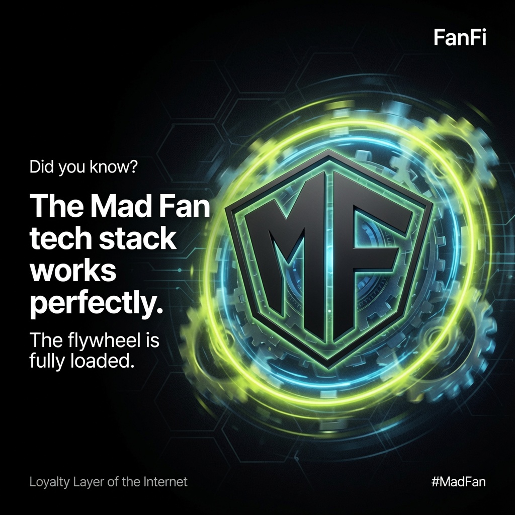_MadFan's tweet photo. Did you know the Mad Fan tech stack just works?
No friction. No weak links.
The flywheel is fully loaded and spinning.
Building in public hits different when the foundation is this solid.
#MadFan #FanFi #LoyaltyFi #LLI https://t.co/uG448q1WkO