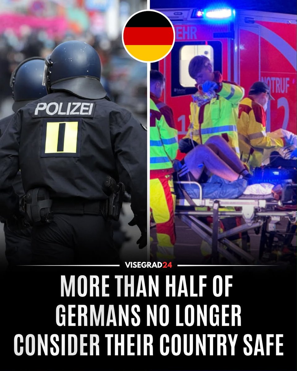 visegrad24's tweet photo. A new survey conducted after the Islamist terrorist attack at Berlin Pride found that 51% of Germans no longer believe Germany is a stable and safe country, while only 37% still consider it safe.

The poll also found that 39% of respondents said they feel less safe following the attack, 54% said their sense of security had not changed, and 7% said they now feel safer.